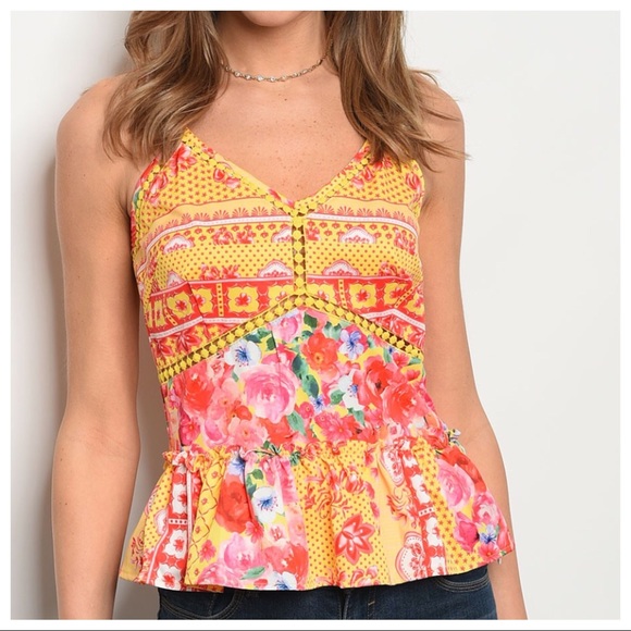 Yellow Red Strap Top NEW - Picture 2 of 2